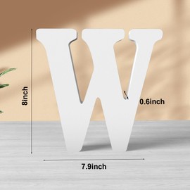 Zaruatu 8 Inch White Wood Letters Unfinished Wood Letters for Wall Decor Decorative Standing Letters White Block Letters for Wall Decoration for Craft Home Party Projects (W)
