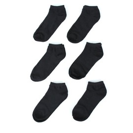 MaMia Women's 6 Pairs of Ankle Socks Low Cut Sport Peds-9-11 (fits shoes 5-10)-Black