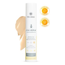 Protector Solar Facial Color LIGHT Oil Control Piel Grasa SPF 50+ UVA/UVB PA++++ | Protector 4 en 1 Ultra Matificante + Antioxidantes + Primer | Resistente al Agua y Sudor | ENVERA