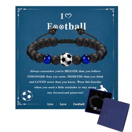 Football Bracelet Gifts for Boys Teenagers, Children's Football Bracelet with Gift Box, 5 6 7 8 9 10 11 12 Years Birthday Gift for Boys Teenagers Adults Birthday Graduation Christmas, Polyvinyl