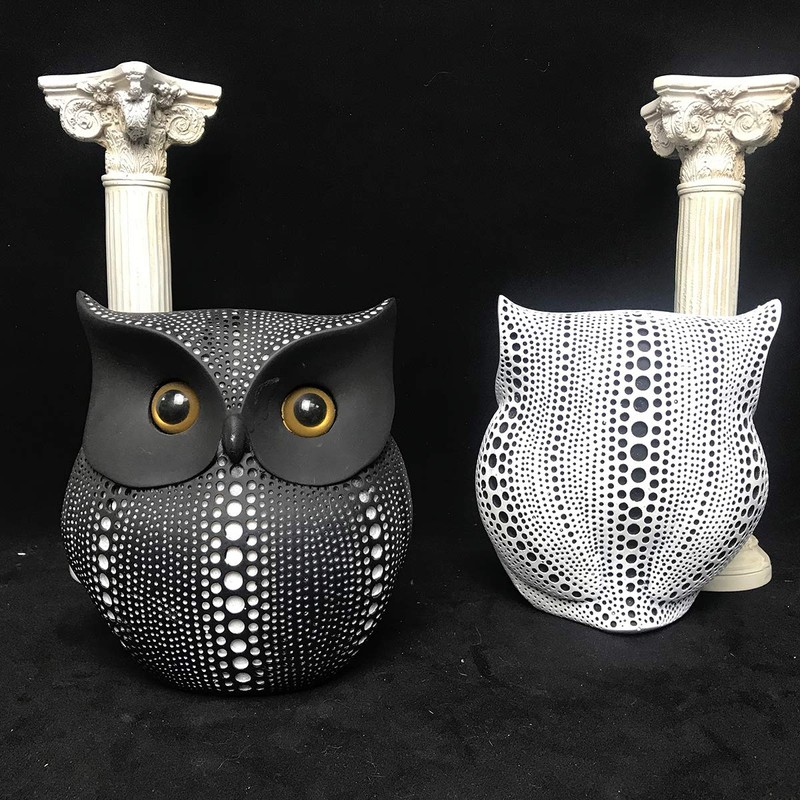 Artgenius Dots Owl Statue,Small Animal Owl Figurines for Home Office