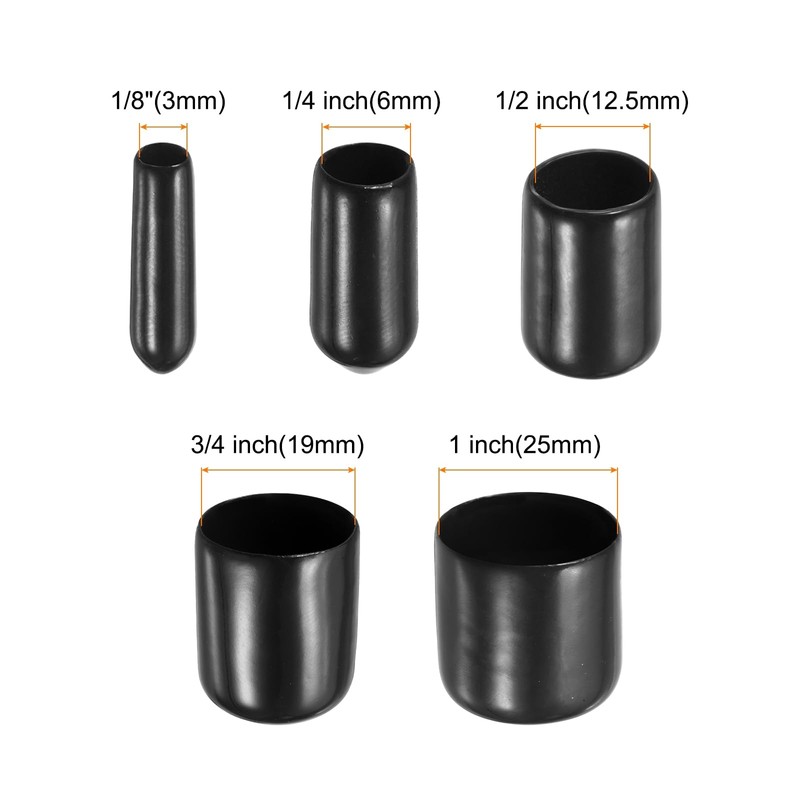 sourcing map 50pcs Round End Protective Caps Rubber Cover 1/8"