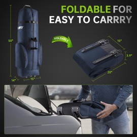 APTY Padded Golf Club Travel Bag with Wheels, Golf Luggage Case Cover for Airlines - 1680D Wear-Resistant Oxford, Waterproof Coating Layer, Universal Size, Blue