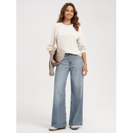 ODODOS Modal Soft Raglan Long Sleeves Sweatshirts for Women Oversized Crew Neck Pullover Tops, Ivory, X-Large