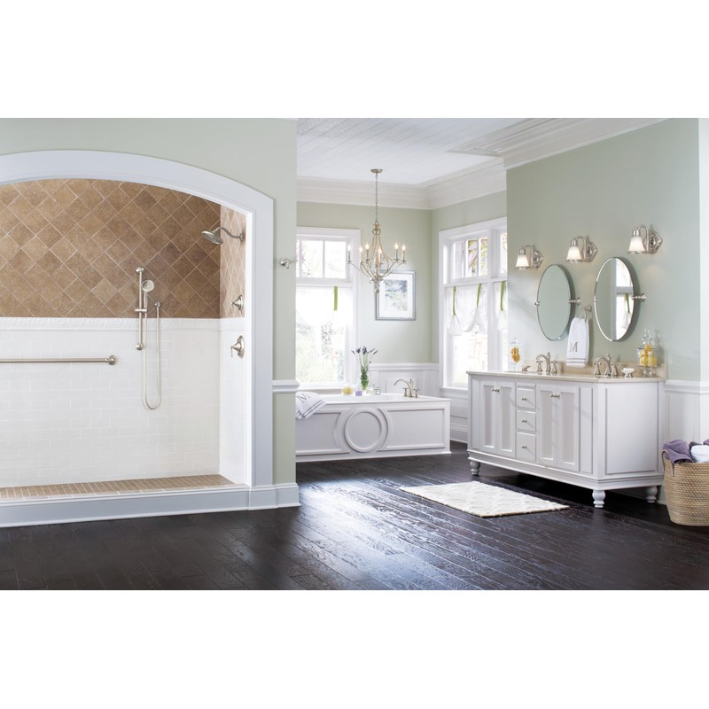Moen Glenshire Brushed Nickel 26-Inch x 22-Inch Frameless Pivoting Bathroom