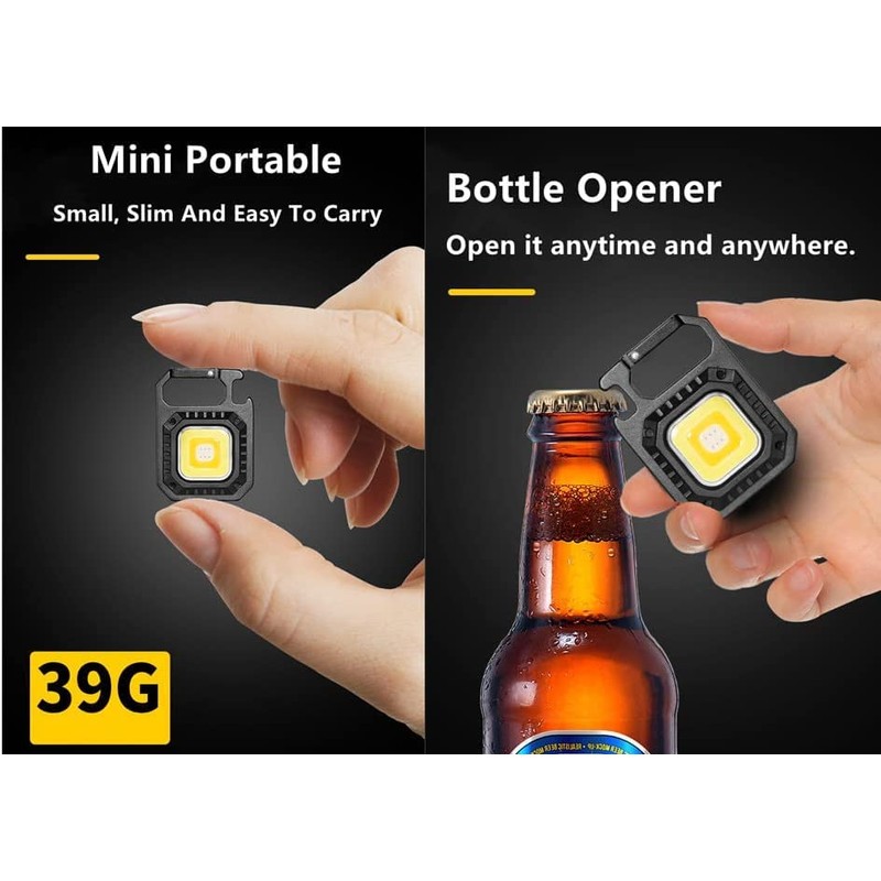 Portable COB Led Flashlight with Practical Carabiner, Bottle Opener, Cold