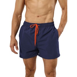 AINIKO Men's Swim Trunks Quick Dry Bathing Suit Board Beach Shorts with Mesh Lining and Pockets Swimwear Navy