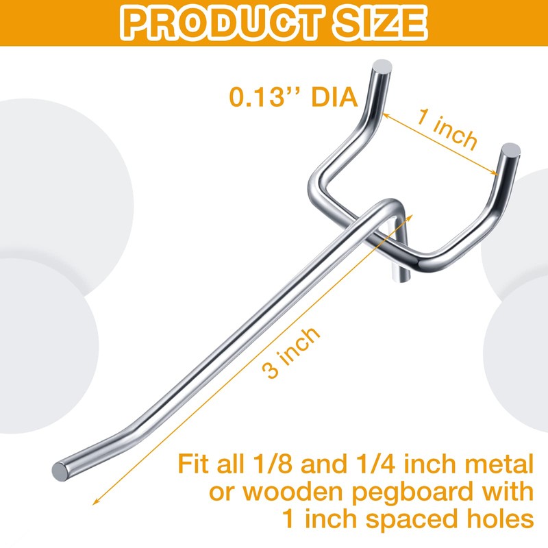 Funrous 100 Pack Peg Board Hooks Stainless Steel Pegboard Hooks