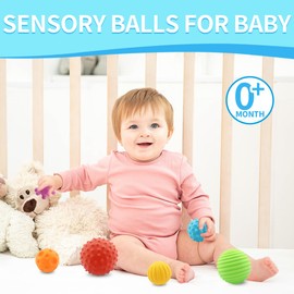 baby Sensory Bath Toys, Textured Floating Balls Set of 6 (Muti)
