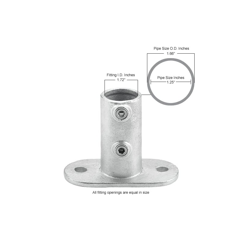 Global Industrial 1-1/4" Size Rail Flange Pipe Fitting (1.72" Fitting
