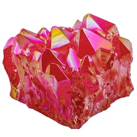 Shanxing Shanxing Ruby Red Titanium Coated Quartz Crystal Cluster Specimen, Ruby Clear Quartz Reiki Healing Crystal and Gemstone Gift Rock Mineral Red Crystal Stone Ornament Room Party Cake Decor Pocket Stone