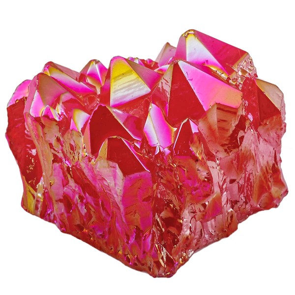 Shanxing Shanxing Ruby Red Titanium Coated Quartz Crystal Cluster Specimen,