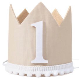 WAOUH 1st Birthday Crown for Party Decor - First Birthday Hat for Baby Boys or Baby Girls,Baby Showers Party Photo Props Surprise (Brown)