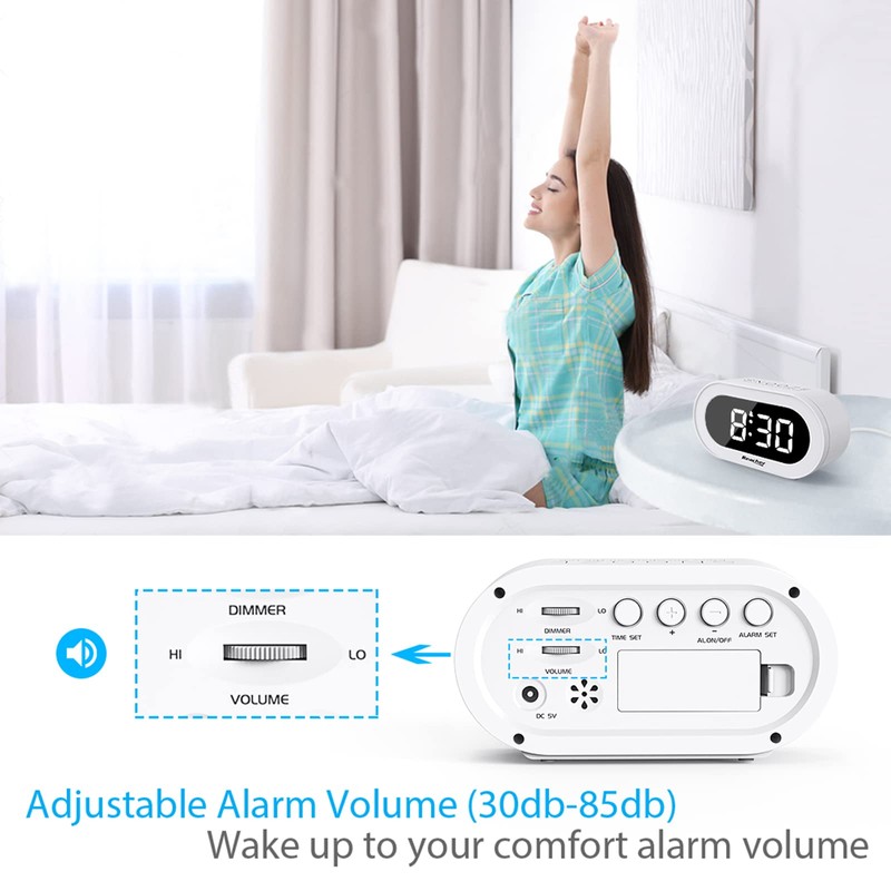 REACHER Small LED Digital Alarm Clock with Snooze, Simple to