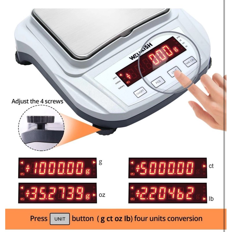 Wellish Lab Scale 2000g/0.01g High Precision Digital Scale Analytical Balance