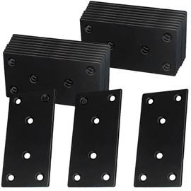 50-Pack Black Flat Mending Plates,3.15inx1.6in,Stainless Steel Flat Brackets ,Heavy Duty Flat Straight Bracket for Wood, Furniture Fence Bookcase