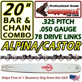 Rotary COPPERHEAD 20" BAR & SAW CHAIN ALPINA/CASTER PRO 45 500 540 600 -.325 .050 78 DL