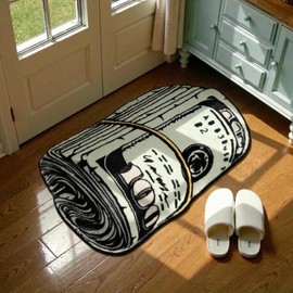 Money Rug, 100 Dollar Bill Rug, Thickened Imitation Cashmere Money Doormat with Non-Slip, Plush Shaggy Area Rug, Cool Rugs for Bedroom Front Door Living Room Home Decor (A,15.7″ * 23.6″)