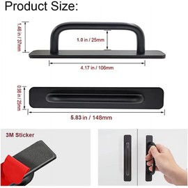 LNYMZD 2Pcs Black Self-Stick Cabinet Handles Sliding Screen Door Pull Handle Closet Helper with Adhesive, Instant Door Handle for Kitchen Cabinet Drawer Window Sliding Closet Barn Door Pocket Door