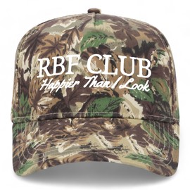 RBF Club Vintage Trucker Hat | Happier Than I Look | Premium Trendy Baseball Hat for Adults (US, Alpha, One Size, Camo)