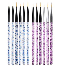 Mwoot 12Pcs Nail Art Brush Liner Pens, 3 Differents size Nail Tip Detail Design Brushes Set, Acrylic Nail Drawing Brushes For Women UV Gel Painting