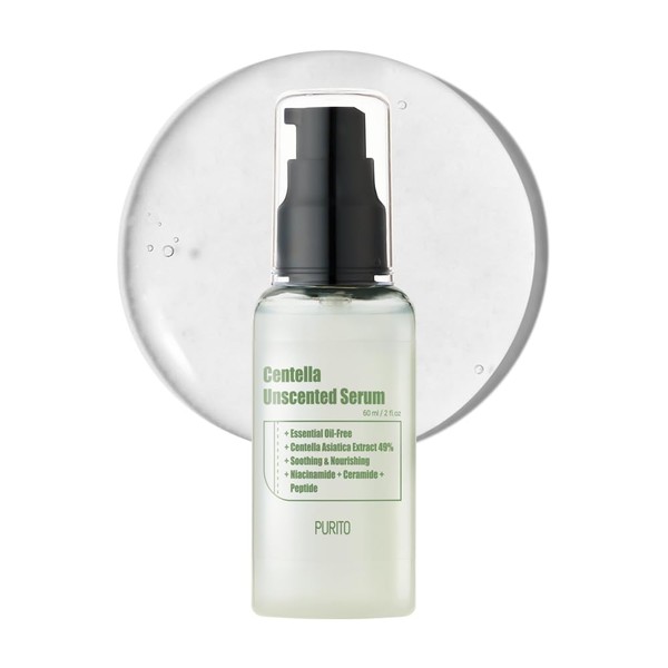 PURITO Centella Unscented Serum for face, Centella Asiatica,Recovery facial Calming soothing Serum,60ml/ 2 fl.oz