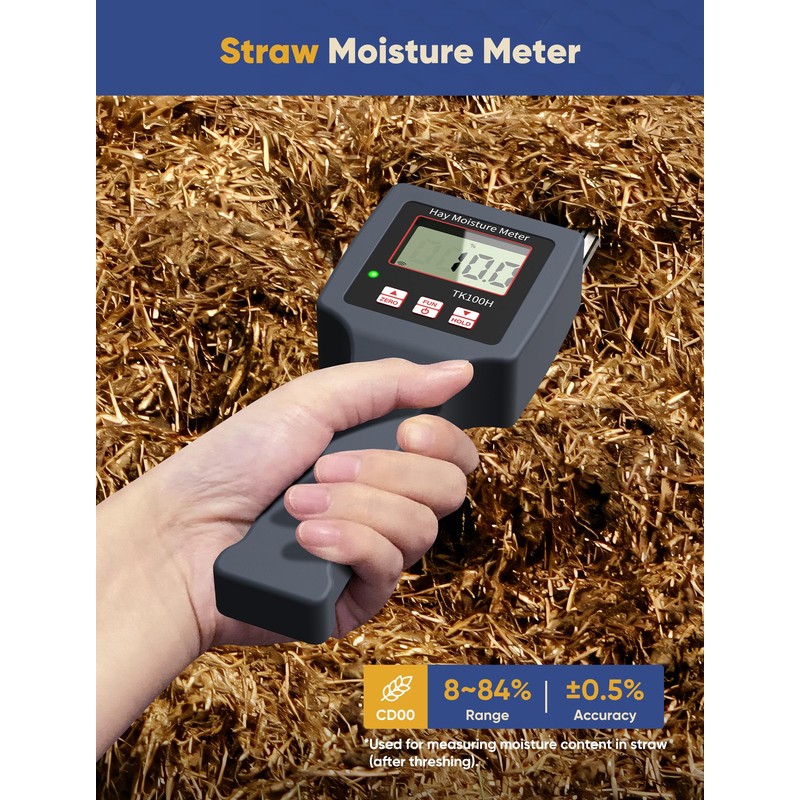 Hay Moisture Tester with Probe Accurate Moisture & Temperature Detection,