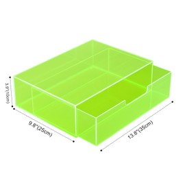 Acrylic Desk Organizer with Drawer for Makeup Vanity Stackable Desktop Storage Box for Office Supplies, 13.8 x 9.8 x 3.9’’, Neon Green
