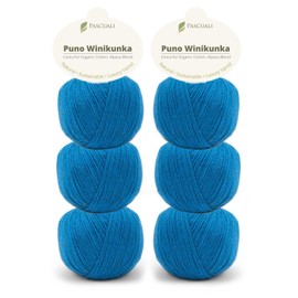 6 balls of Pascuali Puno Winikunka. Knitting Wool 70% Cotton (Organic) 30% Alpaca Wool for Knitting and Crocheting, Colour: Canopy 57