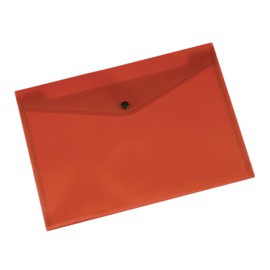 Envelope Wallet Q-CONNECT Press Stud PP A4 172 Micron Transparent Red/Document Archiving/Type-Envelope/Kind-Press Stud/Index-N.a. / Pockets-N.a. / Material-PP/Dividers-1 / Coating-N.a.