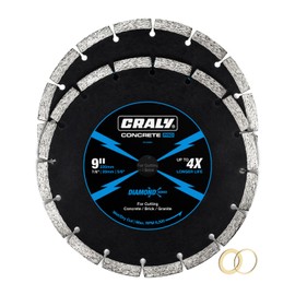 CRALY 9 Inch Super Thin Segmented Diamond Blade, 7/8 in Arbor, 9'' Diamond Stone Blade for Angle Grinder & Masonry Saw, Diamond Cutting Wheel for Cutting Concrete, Brick, Granite, Block, 2PC