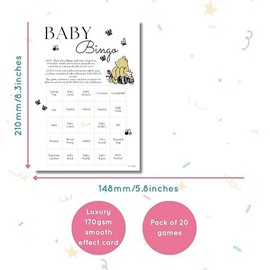 Pooh Bear Baby Shower Bingo Game | Pack of 20 | Winnie design