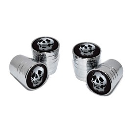 Elektroplate MetalHeads Skull Bright Chrome Aluminum Tire Valve Stem Caps | Universal Fit for Cars, Bikes, Trucks, RVs, Motorcycles, Trailers (Pack of 4)