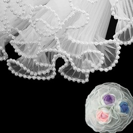 4 Yards Pearl Edge Wrinkled Flower Bouquet Wrapping Paper, 2PCS Multi-Purpose Floral Mesh Paper, Floral Wrapping for Wedding Birthday Gift Packaging DIY Crafts Florist Supplies (White)