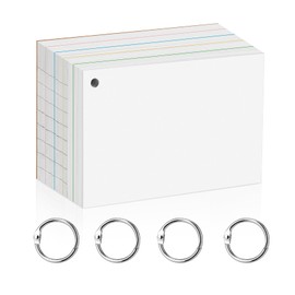 Agoer Flash Cards White,500PCS Line Revision Cards,5 X 3.4 in Tabbed Index Cards,White Record Cards Flashcard Punched Note Cards for Student Essentials Learning Office Notecard Taking to do List Memo