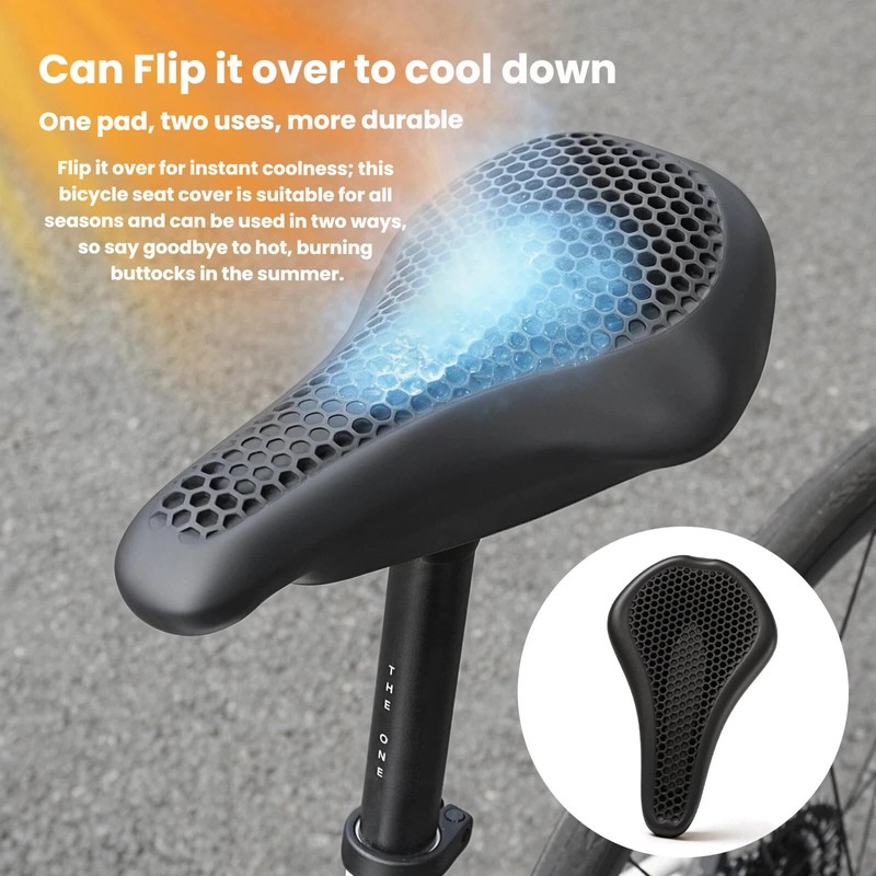 SUKOUSRAM Silicone Bike Seat Cover with Honeycomb Structure (Black, Large)