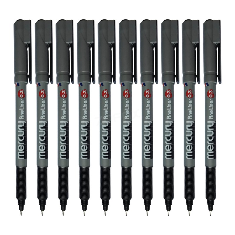 BLACK Fineliner Pens, 0.3mm Extra Fine Tip, Pack of 10,