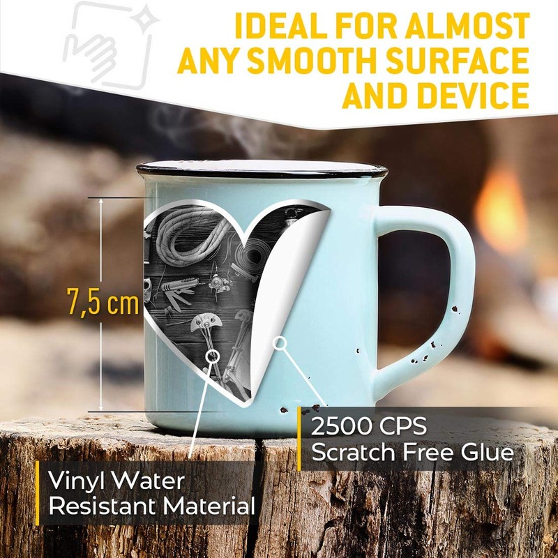 2 x 7.5cm Heart Stickers - Climbing Equipment Ropes Boots