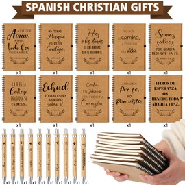Resurhang 20 Pcs Regalos Cristianos En Español Spanish Christian Notebooks with Pens Spanish Christian Gift Bulk Motivational Journals Inspirational Pens Thank You Gifts for Family Colleagues