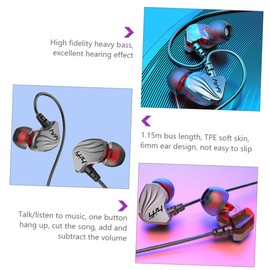KOMBIUDA 1pc Ear Wired Earphones with Heavy Bass Comfortable Fit Noise Isolating Design for Mobile Phones and Tablets Compatibility Gun Color