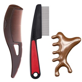 TELAIN 3-Piece Scale Comb, Stainless Steel Fine Tooth Comb, Scalp Psoriasis Comb, Dandruff Removal Comb, Scalp Detox Comb, Lice Comb, Multifunctional Hairbrush for Scalp Massage Combs for Women