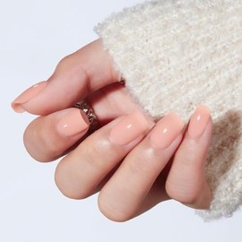 modelones Uñas postizas Modelones color rosa nude, cortas y cuadradas, para San Valentín, kit reutilizable semitransparente con pegamento y lima mini,