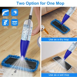 Spray Mop for Floor Cleaning with 3pcs Washable Pads - CLDREAM 800 ml Refillable Microfiber Dust Mop,Wet/Dry Flat Mop for Kitchen Wood Floor Hardwood Laminate Ceramic Tiles Cleaning