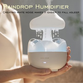 DEALFUN Raindrop Portable Humidifier,Cloud Essential Oil Diffuser,230ml Capacity,Remote Control,with Night Light and Waterless Auto Shut-Off,for Office Room Bedroom Livingroom
