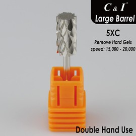 C & I Large Barrel Nail Drill Bits, Professional Electric File for Manicure Drill Machine, Nail Gels Remove, 3/32” (Super Coarse -5XC)