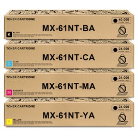 Zeejet MX61NT MX-61NT Toner Cartridges 4-Pack Replacement for Sharp MX-61NT-BA MX-61NT-CA MX-61NT-MA MX-61NT-YA for MX3071 MX3070N MX3051 MX3050 MX2651 MX3570N MX2630 MX3550N MX3050 Printer Ink