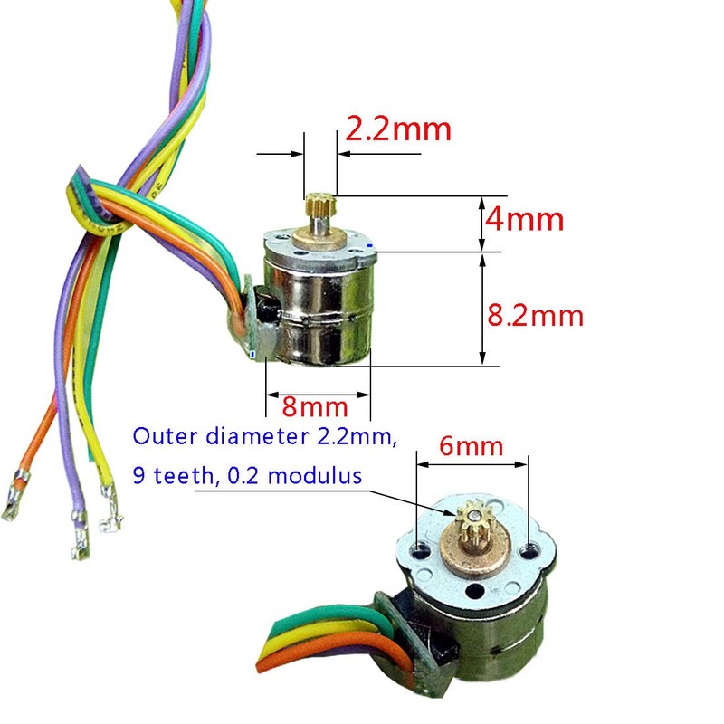 Abovehill 10 pair 8mm Micro Stepper Motor 2-Phase 4-Wire DC