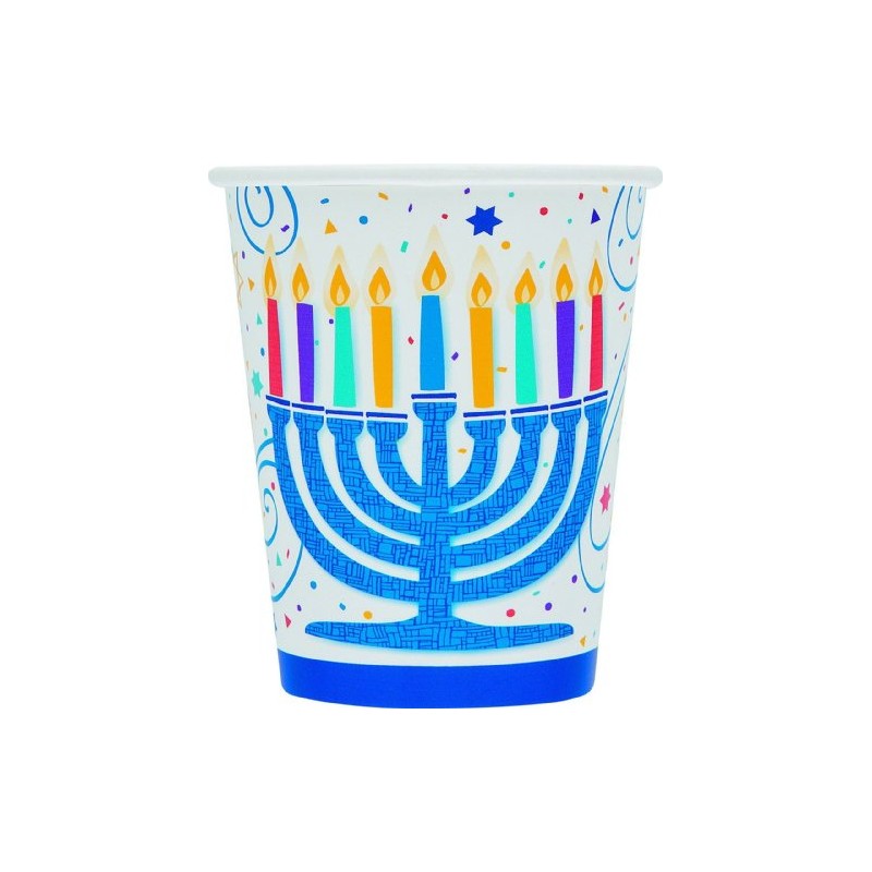 Unique Industries, Inc Mens Festive Hanukkah 9 oz. Cups Black