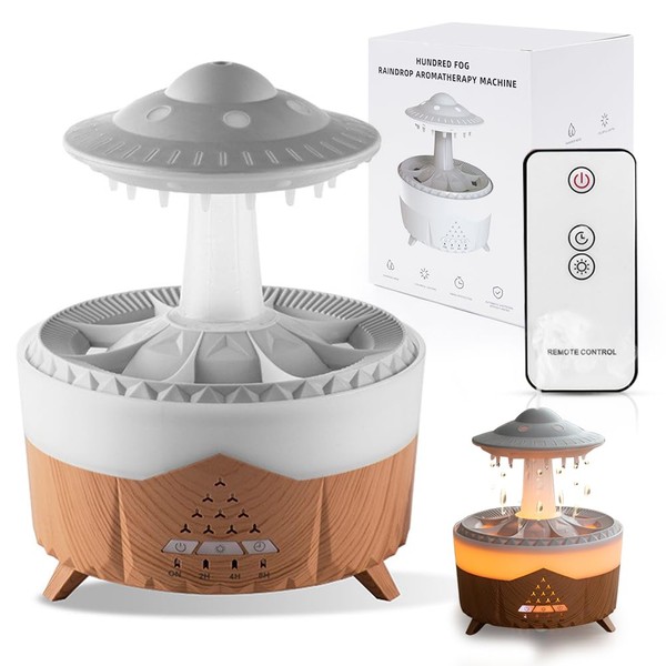 Rain Cloud Humidifier, Diffuser Humidifier for Essential Oil, Micro Humidifier with 7 Colours LED Lights and Raindrops Sound Help Sleep, Home, Office, Room, 500 ml