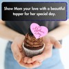 6x Mother's Day Acrylic Cupcake Toppers - Heart Shaped Gold